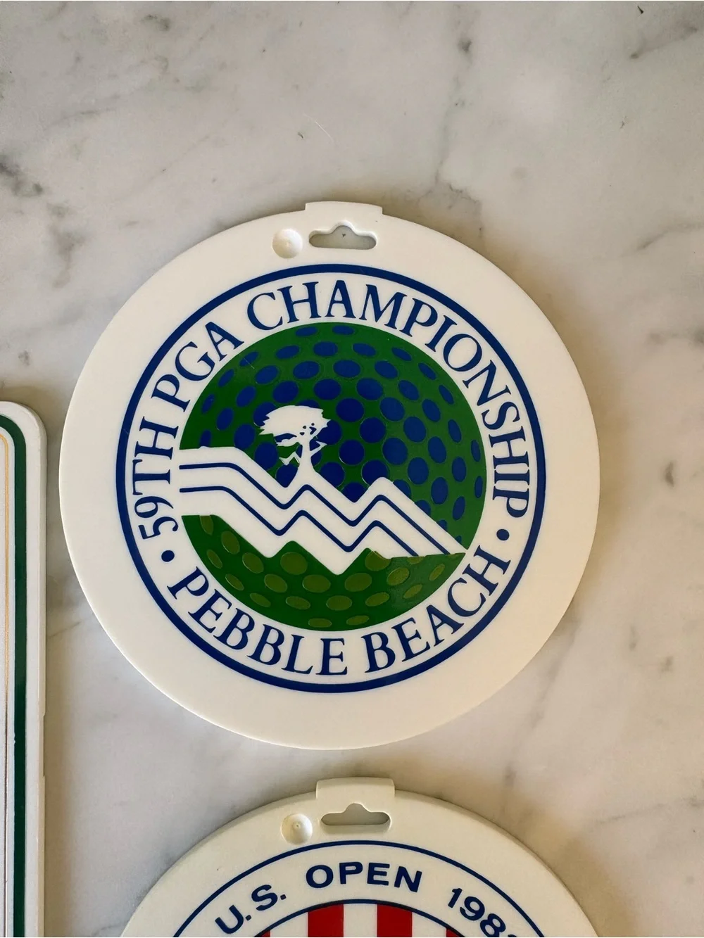 Pebble Beach Green, White & Blue Commemorative Golf Bag Tags Set